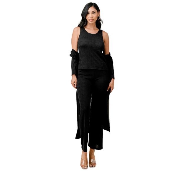 Pants - 3 Piece Knit Pants Set in Black -available in Small/Medium and Large/X-Large